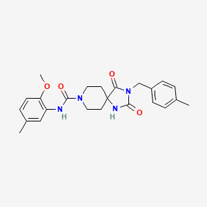 N-(2-methoxy-5-methylphenyl)-3-[(4-methylphenyl)methyl]-2,4-dioxo-1,3,8-triazaspiro[4.5]decane-8-carboxamide