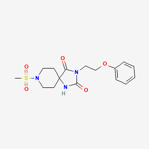 molecular formula C16H21N3O5S B6556134 8-methanesulfonyl-3-(2-phenoxyethyl)-1,3,8-triazaspiro[4.5]decane-2,4-dione CAS No. 1040664-60-5