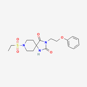 molecular formula C17H23N3O5S B6556135 8-(ethanesulfonyl)-3-(2-phenoxyethyl)-1,3,8-triazaspiro[4.5]decane-2,4-dione CAS No. 1040664-67-2