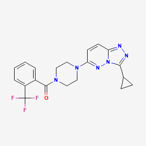 molecular formula C20H19F3N6O B6556152 1-{3-cyclopropyl-[1,2,4]triazolo[4,3-b]pyridazin-6-yl}-4-[2-(trifluoromethyl)benzoyl]piperazine CAS No. 1040657-76-8