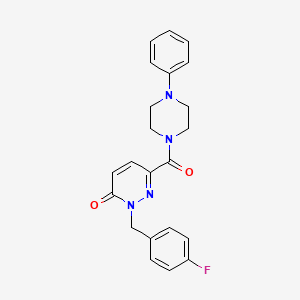 molecular formula C22H21FN4O2 B6556218 2-[(4-fluorophenyl)methyl]-6-(4-phenylpiperazine-1-carbonyl)-2,3-dihydropyridazin-3-one CAS No. 1040634-82-9