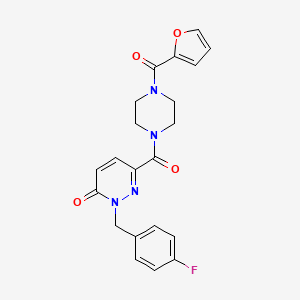 molecular formula C21H19FN4O4 B6556223 2-[(4-fluorophenyl)methyl]-6-[4-(furan-2-carbonyl)piperazine-1-carbonyl]-2,3-dihydropyridazin-3-one CAS No. 1040634-74-9