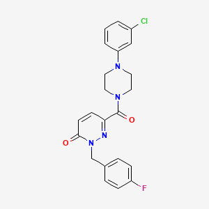 molecular formula C22H20ClFN4O2 B6556254 6-[4-(3-chlorophenyl)piperazine-1-carbonyl]-2-[(4-fluorophenyl)methyl]-2,3-dihydropyridazin-3-one CAS No. 1040635-06-0