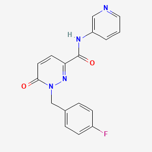 molecular formula C17H13FN4O2 B6556290 1-[(4-fluorophenyl)methyl]-6-oxo-N-(pyridin-3-yl)-1,6-dihydropyridazine-3-carboxamide CAS No. 1040635-94-6