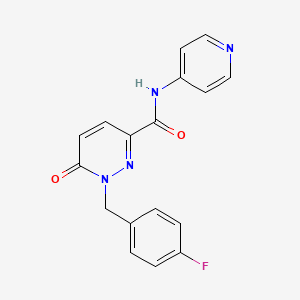 molecular formula C17H13FN4O2 B6556295 1-[(4-fluorophenyl)methyl]-6-oxo-N-(pyridin-4-yl)-1,6-dihydropyridazine-3-carboxamide CAS No. 1040636-02-9