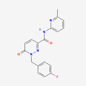 molecular formula C18H15FN4O2 B6556299 1-[(4-fluorophenyl)methyl]-N-(6-methylpyridin-2-yl)-6-oxo-1,6-dihydropyridazine-3-carboxamide CAS No. 1040636-10-9