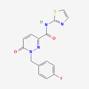 molecular formula C15H11FN4O2S B6556306 1-[(4-fluorophenyl)methyl]-6-oxo-N-(1,3-thiazol-2-yl)-1,6-dihydropyridazine-3-carboxamide CAS No. 1040636-18-7