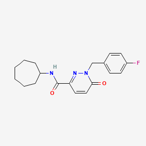 molecular formula C19H22FN3O2 B6556316 N-cycloheptyl-1-[(4-fluorophenyl)methyl]-6-oxo-1,6-dihydropyridazine-3-carboxamide CAS No. 1040636-50-7