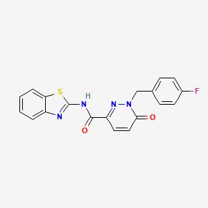 molecular formula C19H13FN4O2S B6556317 N-(1,3-benzothiazol-2-yl)-1-[(4-fluorophenyl)methyl]-6-oxo-1,6-dihydropyridazine-3-carboxamide CAS No. 1040636-34-7