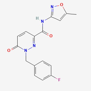 molecular formula C16H13FN4O3 B6556325 1-[(4-fluorophenyl)methyl]-N-(5-methyl-1,2-oxazol-3-yl)-6-oxo-1,6-dihydropyridazine-3-carboxamide CAS No. 1040636-42-7