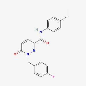 molecular formula C20H18FN3O2 B6556345 N-(4-ethylphenyl)-1-[(4-fluorophenyl)methyl]-6-oxo-1,6-dihydropyridazine-3-carboxamide CAS No. 1040636-78-9