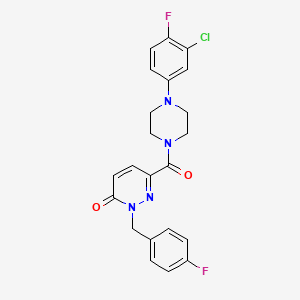 molecular formula C22H19ClF2N4O2 B6556384 6-[4-(3-chloro-4-fluorophenyl)piperazine-1-carbonyl]-2-[(4-fluorophenyl)methyl]-2,3-dihydropyridazin-3-one CAS No. 1040637-69-1