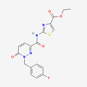 molecular formula C18H15FN4O4S B6556393 ethyl 2-{1-[(4-fluorophenyl)methyl]-6-oxo-1,6-dihydropyridazine-3-amido}-1,3-thiazole-4-carboxylate CAS No. 1040637-90-8