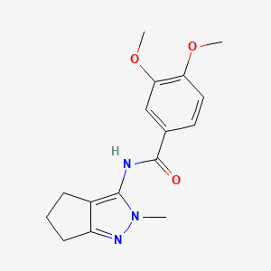 molecular formula C16H19N3O3 B6556404 3,4-dimethoxy-N-{2-methyl-2H,4H,5H,6H-cyclopenta[c]pyrazol-3-yl}benzamide CAS No. 1040638-65-0