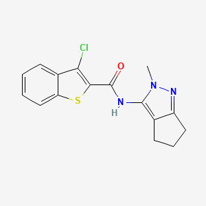 molecular formula C16H14ClN3OS B6556415 3-chloro-N-{2-methyl-2H,4H,5H,6H-cyclopenta[c]pyrazol-3-yl}-1-benzothiophene-2-carboxamide CAS No. 1040638-89-8