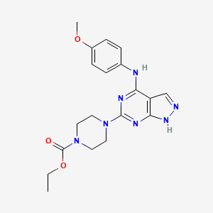 molecular formula C19H23N7O3 B6556430 ethyl 4-{4-[(4-methoxyphenyl)amino]-1H-pyrazolo[3,4-d]pyrimidin-6-yl}piperazine-1-carboxylate CAS No. 1040639-13-1