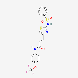 molecular formula C19H16F3N3O4S2 B6556446 3-(2-benzenesulfonamido-1,3-thiazol-4-yl)-N-[4-(trifluoromethoxy)phenyl]propanamide CAS No. 1040639-88-0