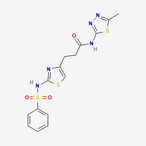 molecular formula C15H15N5O3S3 B6556448 3-(2-benzenesulfonamido-1,3-thiazol-4-yl)-N-(5-methyl-1,3,4-thiadiazol-2-yl)propanamide CAS No. 1040640-28-5
