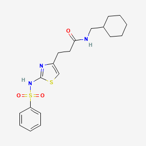 molecular formula C19H25N3O3S2 B6556468 3-(2-benzenesulfonamido-1,3-thiazol-4-yl)-N-(cyclohexylmethyl)propanamide CAS No. 1040641-12-0