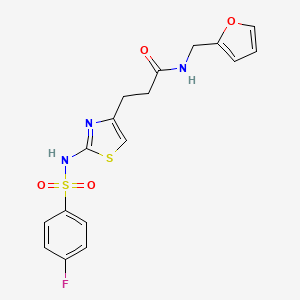 molecular formula C17H16FN3O4S2 B6556497 3-[2-(4-fluorobenzenesulfonamido)-1,3-thiazol-4-yl]-N-[(furan-2-yl)methyl]propanamide CAS No. 1040666-25-8