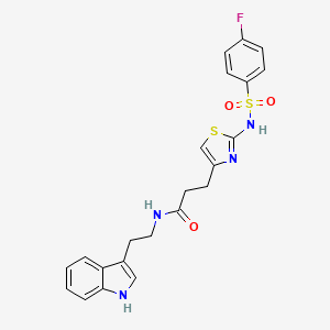 molecular formula C22H21FN4O3S2 B6556499 3-[2-(4-fluorobenzenesulfonamido)-1,3-thiazol-4-yl]-N-[2-(1H-indol-3-yl)ethyl]propanamide CAS No. 1040666-33-8