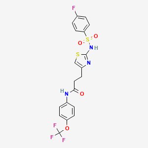 molecular formula C19H15F4N3O4S2 B6556504 3-[2-(4-fluorobenzenesulfonamido)-1,3-thiazol-4-yl]-N-[4-(trifluoromethoxy)phenyl]propanamide CAS No. 1040666-49-6