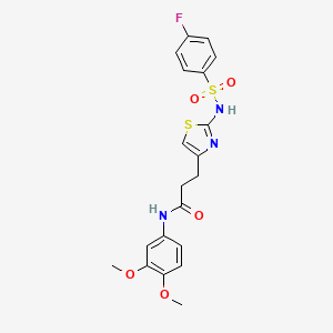 molecular formula C20H20FN3O5S2 B6556511 N-(3,4-dimethoxyphenyl)-3-[2-(4-fluorobenzenesulfonamido)-1,3-thiazol-4-yl]propanamide CAS No. 1040666-57-6