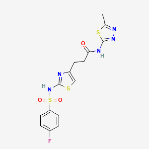 molecular formula C15H14FN5O3S3 B6556518 3-[2-(4-fluorobenzenesulfonamido)-1,3-thiazol-4-yl]-N-(5-methyl-1,3,4-thiadiazol-2-yl)propanamide CAS No. 1040666-79-2