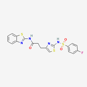 molecular formula C19H15FN4O3S3 B6556521 N-(1,3-benzothiazol-2-yl)-3-[2-(4-fluorobenzenesulfonamido)-1,3-thiazol-4-yl]propanamide CAS No. 1040666-72-5