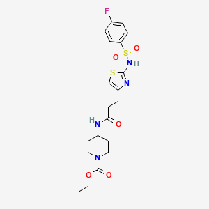 molecular formula C20H25FN4O5S2 B6556542 ethyl 4-{3-[2-(4-fluorobenzenesulfonamido)-1,3-thiazol-4-yl]propanamido}piperidine-1-carboxylate CAS No. 1040667-14-8