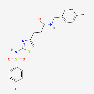 molecular formula C20H20FN3O3S2 B6556554 3-[2-(4-fluorobenzenesulfonamido)-1,3-thiazol-4-yl]-N-[(4-methylphenyl)methyl]propanamide CAS No. 1040667-34-2