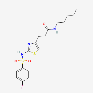 molecular formula C17H22FN3O3S2 B6556560 3-[2-(4-fluorobenzenesulfonamido)-1,3-thiazol-4-yl]-N-pentylpropanamide CAS No. 1040667-40-0