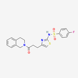 molecular formula C21H20FN3O3S2 B6556567 4-fluoro-N-{4-[3-oxo-3-(1,2,3,4-tetrahydroisoquinolin-2-yl)propyl]-1,3-thiazol-2-yl}benzene-1-sulfonamide CAS No. 1040667-28-4