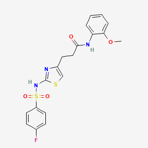 molecular formula C19H18FN3O4S2 B6556581 3-[2-(4-fluorobenzenesulfonamido)-1,3-thiazol-4-yl]-N-(2-methoxyphenyl)propanamide CAS No. 1040667-58-0