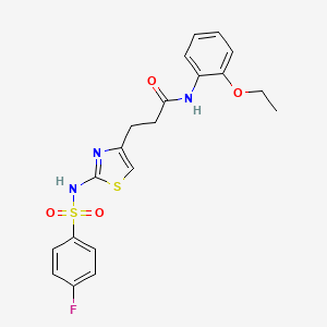 molecular formula C20H20FN3O4S2 B6556585 N-(2-ethoxyphenyl)-3-[2-(4-fluorobenzenesulfonamido)-1,3-thiazol-4-yl]propanamide CAS No. 1040667-64-8
