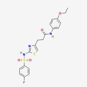 molecular formula C20H20FN3O4S2 B6556590 N-(4-ethoxyphenyl)-3-[2-(4-fluorobenzenesulfonamido)-1,3-thiazol-4-yl]propanamide CAS No. 1040667-70-6