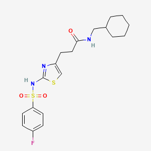 molecular formula C19H24FN3O3S2 B6556616 N-(cyclohexylmethyl)-3-[2-(4-fluorobenzenesulfonamido)-1,3-thiazol-4-yl]propanamide CAS No. 1040667-88-6