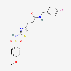 molecular formula C20H20FN3O4S2 B6556621 N-[(4-fluorophenyl)methyl]-3-[2-(4-methoxybenzenesulfonamido)-1,3-thiazol-4-yl]propanamide CAS No. 1040668-25-4