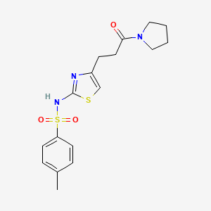 molecular formula C17H21N3O3S2 B6556644 4-methyl-N-{4-[3-oxo-3-(pyrrolidin-1-yl)propyl]-1,3-thiazol-2-yl}benzene-1-sulfonamide CAS No. 1040669-24-6