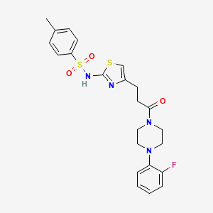molecular formula C23H25FN4O3S2 B6556647 N-(4-{3-[4-(2-fluorophenyl)piperazin-1-yl]-3-oxopropyl}-1,3-thiazol-2-yl)-4-methylbenzene-1-sulfonamide CAS No. 1040669-48-4