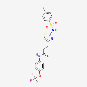 molecular formula C20H18F3N3O4S2 B6556662 3-[2-(4-methylbenzenesulfonamido)-1,3-thiazol-4-yl]-N-[4-(trifluoromethoxy)phenyl]propanamide CAS No. 1040669-92-8