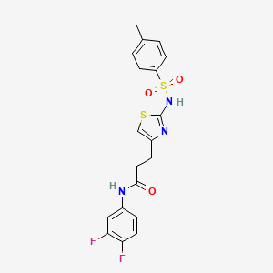 molecular formula C19H17F2N3O3S2 B6556666 N-(3,4-difluorophenyl)-3-[2-(4-methylbenzenesulfonamido)-1,3-thiazol-4-yl]propanamide CAS No. 1040669-98-4