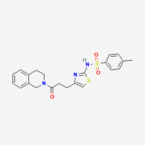 molecular formula C22H23N3O3S2 B6556677 4-methyl-N-{4-[3-oxo-3-(1,2,3,4-tetrahydroisoquinolin-2-yl)propyl]-1,3-thiazol-2-yl}benzene-1-sulfonamide CAS No. 1040670-55-0