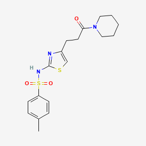 molecular formula C18H23N3O3S2 B6556685 4-methyl-N-{4-[3-oxo-3-(piperidin-1-yl)propyl]-1,3-thiazol-2-yl}benzene-1-sulfonamide CAS No. 1040670-48-1