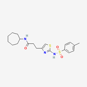 molecular formula C20H27N3O3S2 B6556687 N-cycloheptyl-3-[2-(4-methylbenzenesulfonamido)-1,3-thiazol-4-yl]propanamide CAS No. 1040670-76-5