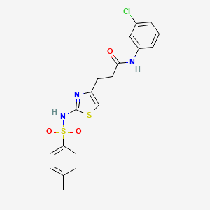 molecular formula C19H18ClN3O3S2 B6556688 N-(3-chlorophenyl)-3-[2-(4-methylbenzenesulfonamido)-1,3-thiazol-4-yl]propanamide CAS No. 1040671-06-4