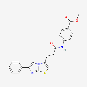 molecular formula C22H19N3O3S B6556699 methyl 4-(3-{6-phenylimidazo[2,1-b][1,3]thiazol-3-yl}propanamido)benzoate CAS No. 1040672-12-5