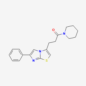 molecular formula C19H21N3OS B6556707 3-{6-phenylimidazo[2,1-b][1,3]thiazol-3-yl}-1-(piperidin-1-yl)propan-1-one CAS No. 1040642-79-2