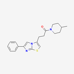 molecular formula C20H23N3OS B6556710 1-(4-methylpiperidin-1-yl)-3-{6-phenylimidazo[2,1-b][1,3]thiazol-3-yl}propan-1-one CAS No. 1040642-87-2