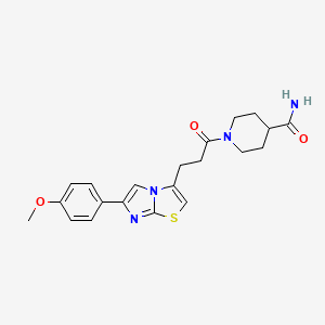 molecular formula C21H24N4O3S B6556730 1-{3-[6-(4-methoxyphenyl)imidazo[2,1-b][1,3]thiazol-3-yl]propanoyl}piperidine-4-carboxamide CAS No. 1040644-23-2